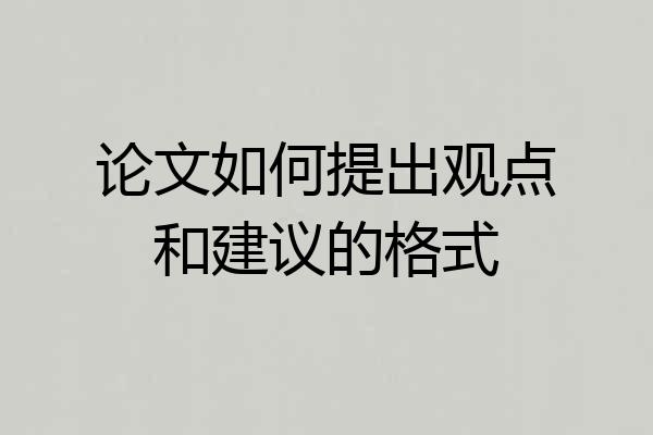 论文如何提出观点和建议的格式