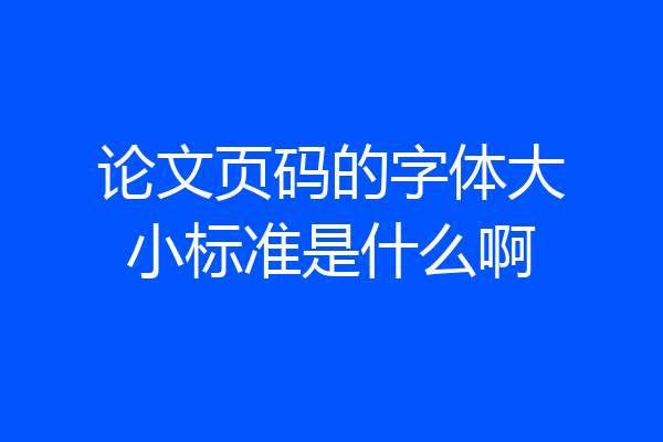 论文页码的字体大小标准是什么啊