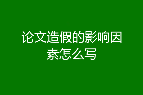 论文造假的影响因素怎么写