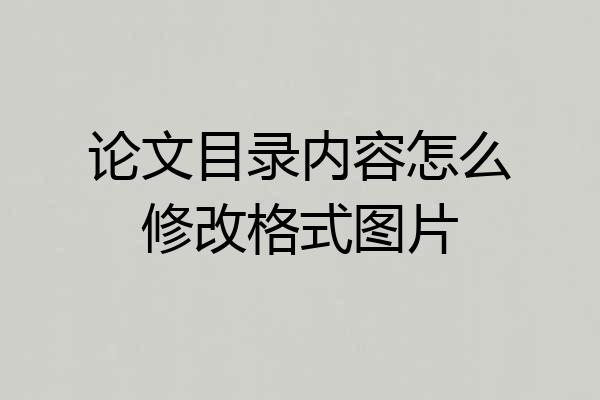 论文目录内容怎么修改格式图片