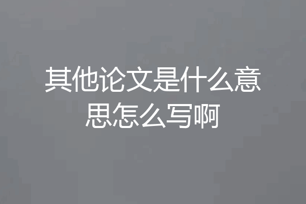 其他论文是什么意思怎么写啊