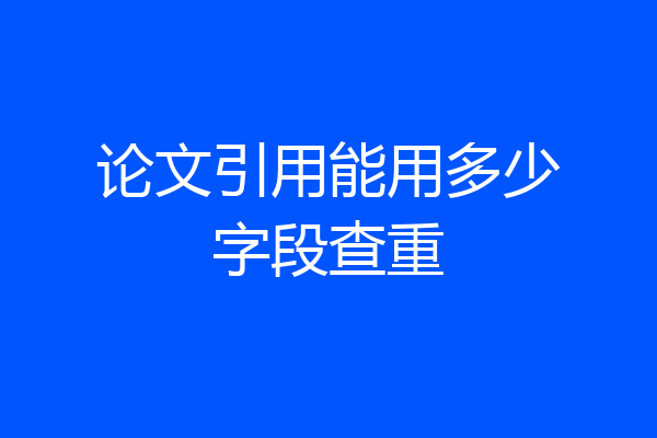 论文引用能用多少字段查重