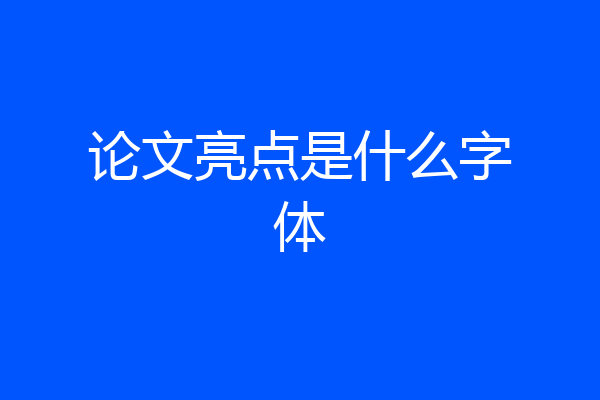 论文亮点是什么字体
