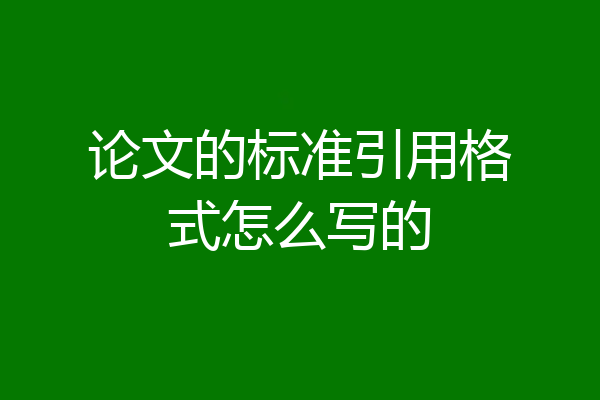 论文的标准引用格式怎么写的