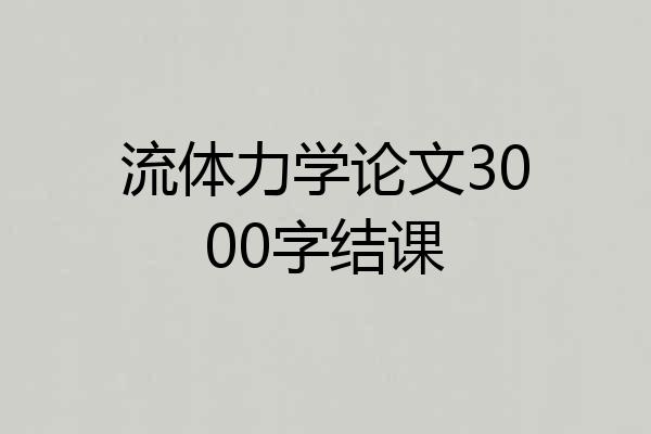 流体力学论文3000字结课