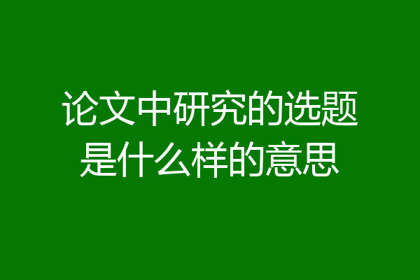 论文中研究的选题是什么样的意思