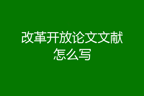 改革开放论文文献怎么写