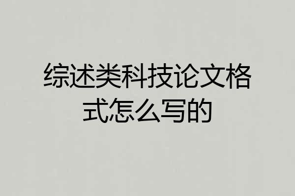 综述类科技论文格式怎么写的