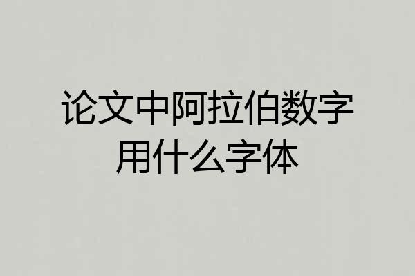 论文中阿拉伯数字用什么字体