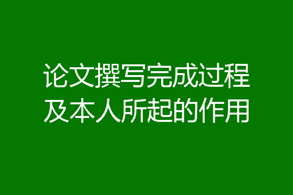 论文撰写完成过程及本人所起的作用