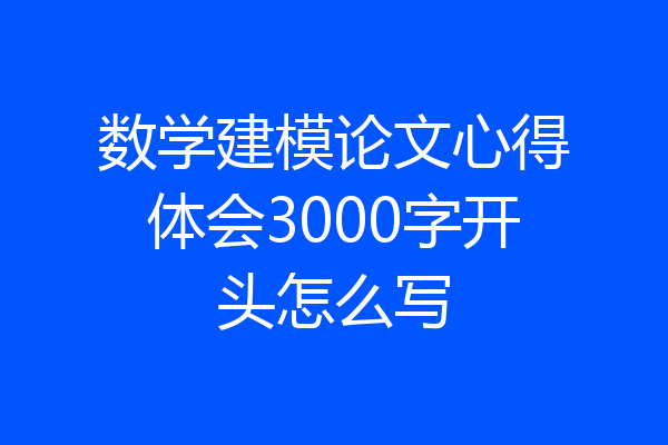 数学建模论文心得体会3000字开头怎么写