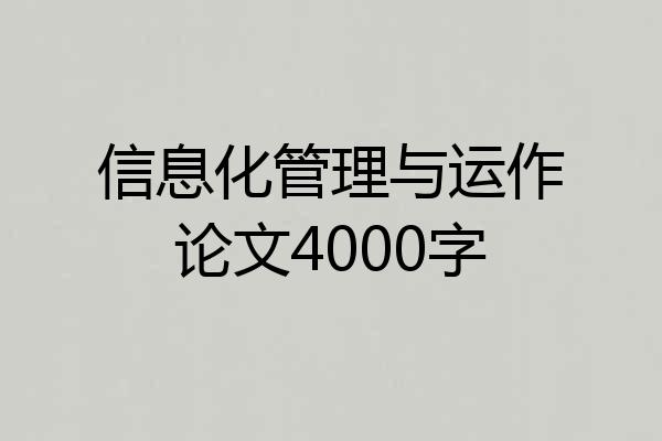 信息化管理与运作论文4000字