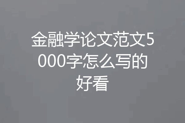 金融学论文范文5000字怎么写的好看