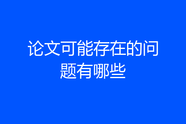 论文可能存在的问题有哪些