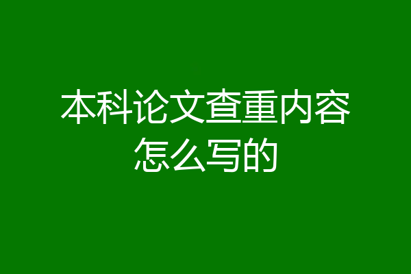 本科论文查重内容怎么写的