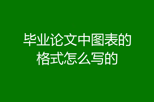 毕业论文中图表的格式怎么写的
