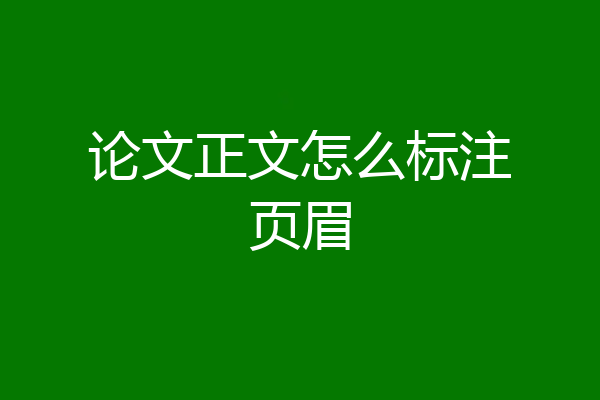 论文正文怎么标注页眉