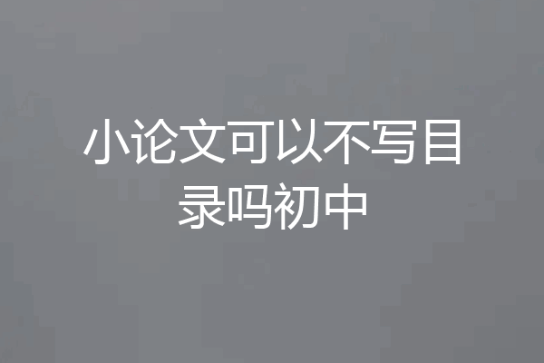 小论文可以不写目录吗初中