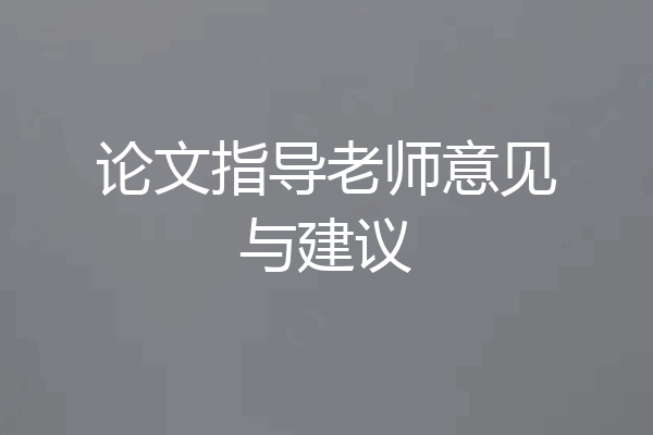 论文指导老师意见与建议