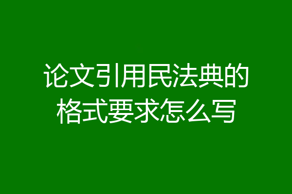 论文引用民法典的格式要求怎么写