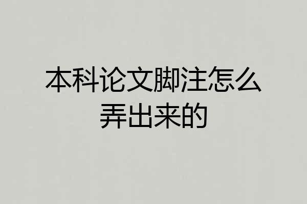本科论文脚注怎么弄出来的