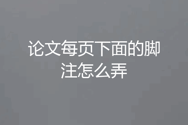 论文每页下面的脚注怎么弄