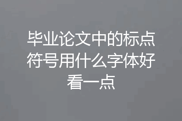 毕业论文中的标点符号用什么字体好看一点