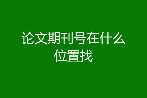 论文期刊号在什么位置找