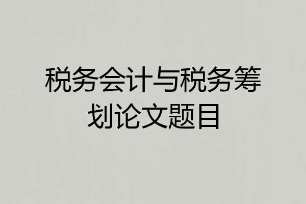 税务会计与税务筹划论文题目