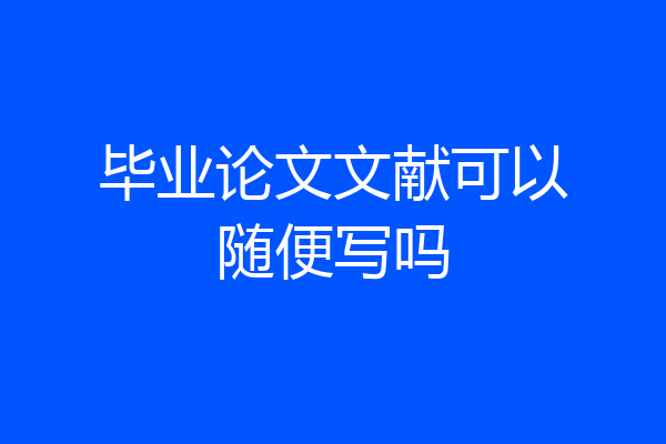 毕业论文文献可以随便写吗