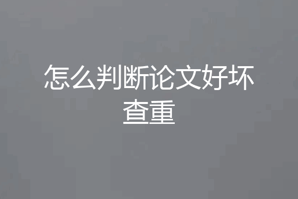 怎么判断论文好坏查重