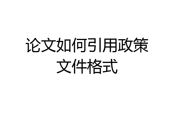 论文如何引用政策文件格式