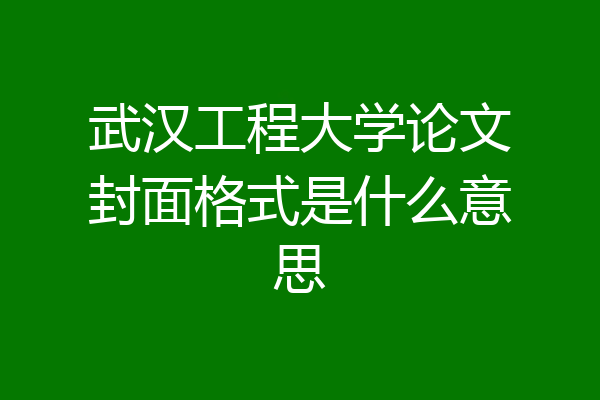 武汉工程大学论文封面格式是什么意思