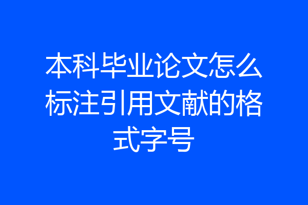 本科毕业论文怎么标注引用文献的格式字号