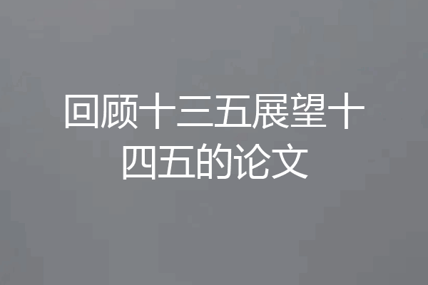 回顾十三五展望十四五的论文