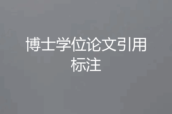 博士学位论文引用标注