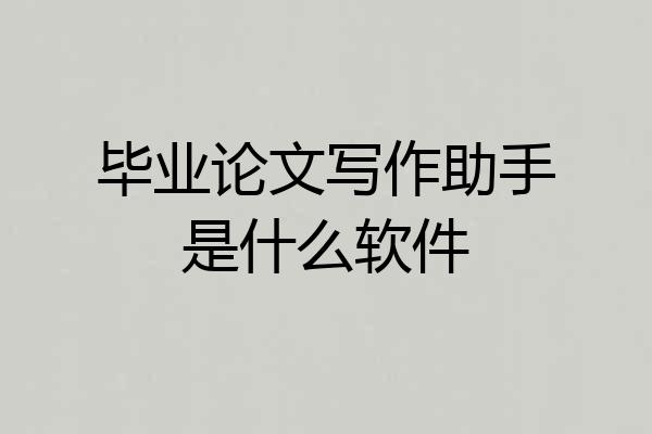 毕业论文写作助手是什么软件