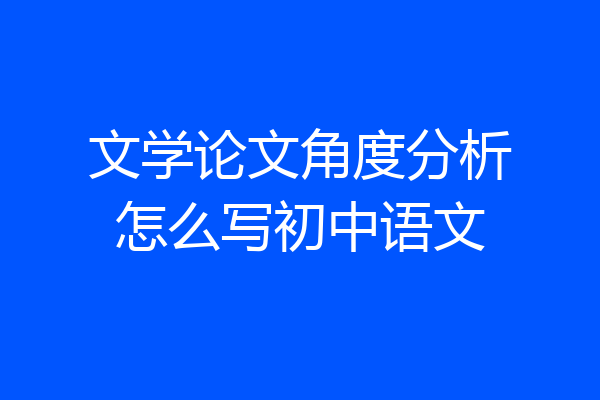 文学论文角度分析怎么写初中语文