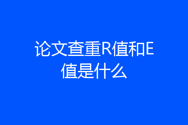 论文查重R值和E值是什么