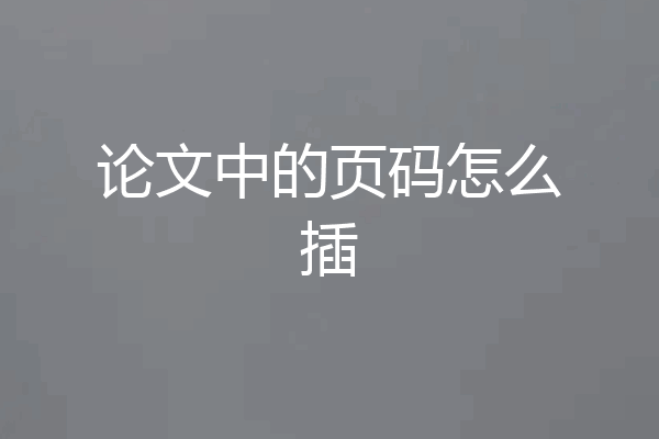 论文中的页码怎么插