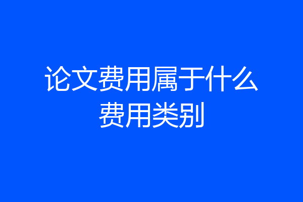 论文费用属于什么费用类别