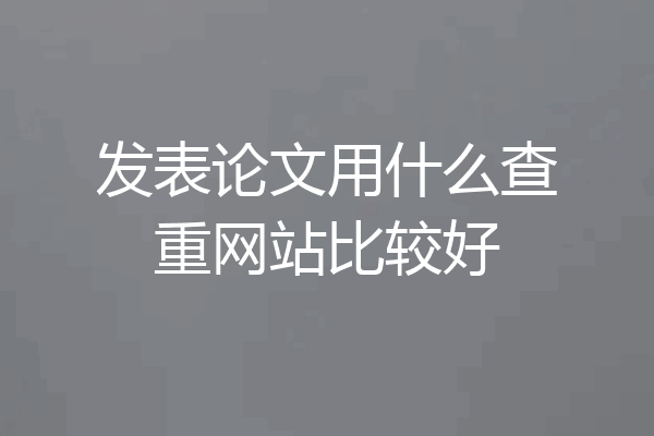 发表论文用什么查重网站比较好