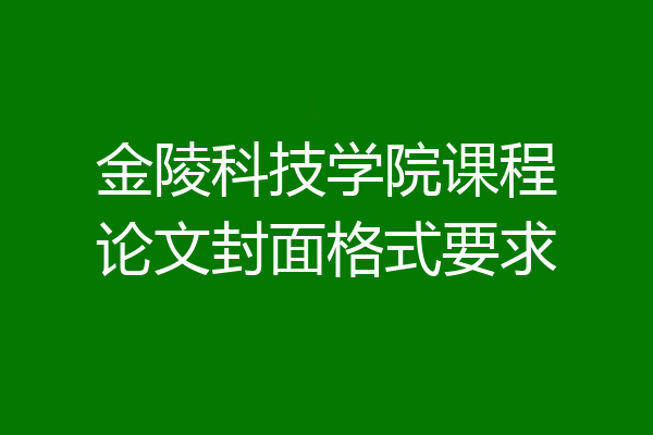 金陵科技学院课程论文封面格式要求