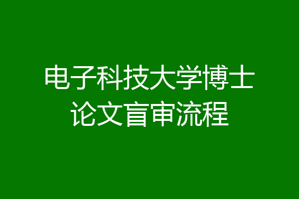 电子科技大学博士论文盲审流程