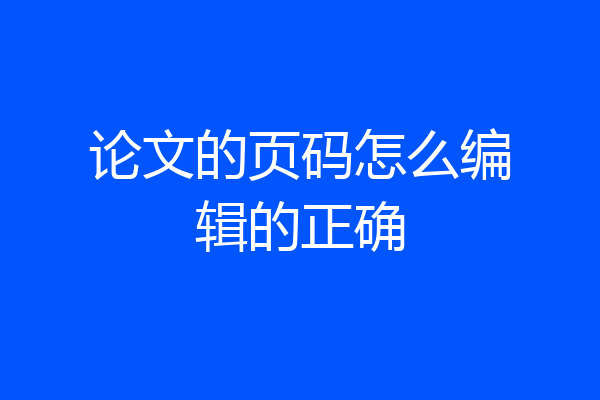 论文的页码怎么编辑的正确