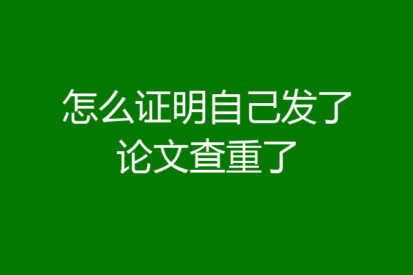 怎么证明自己发了论文查重了