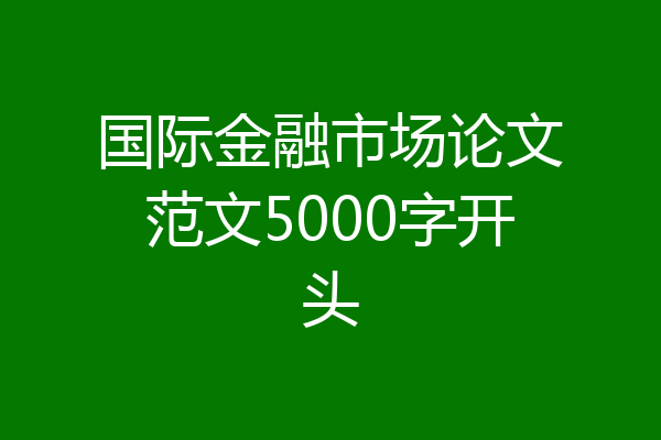 国际金融市场论文范文5000字开头
