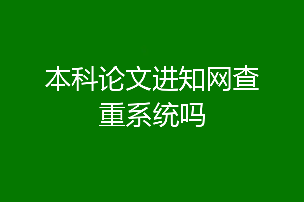本科论文进知网查重系统吗