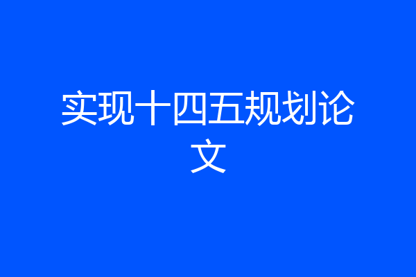 实现十四五规划论文