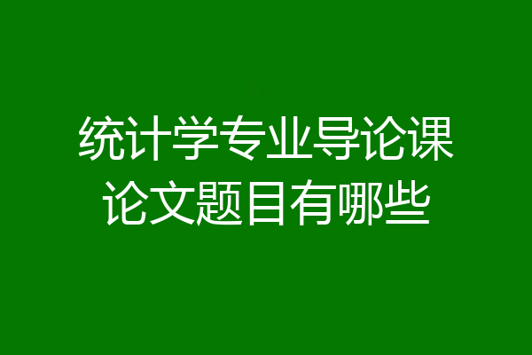 统计学专业导论课论文题目有哪些